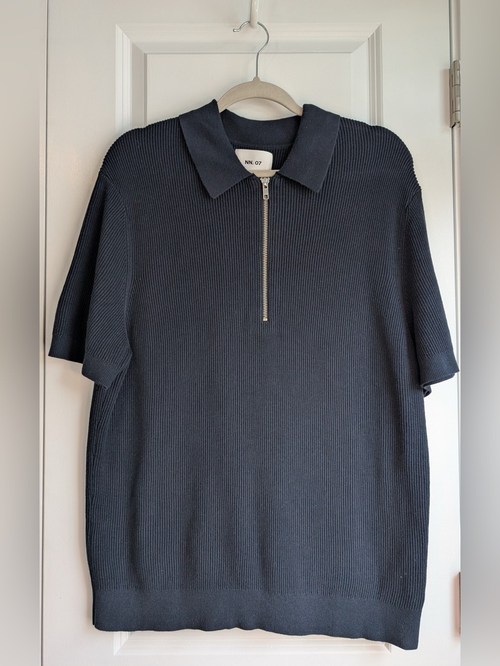 NN. 07 Men’s Hansie Ribbed Half Zip Polo Navy Blue Size XL